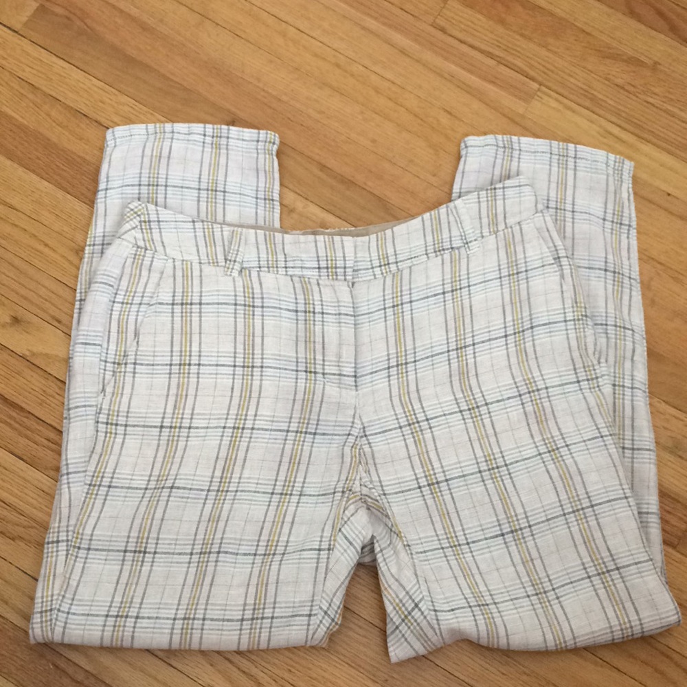 Boden light weight linen plaid ankle cropped - Picture 6 of 8